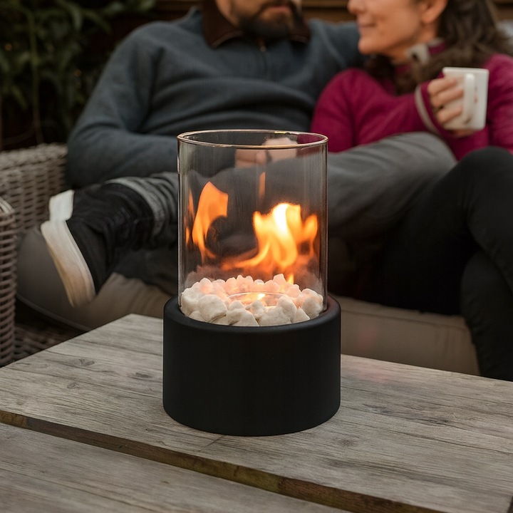 Biokominek wolnostojący czarny owalny - obrazek 6